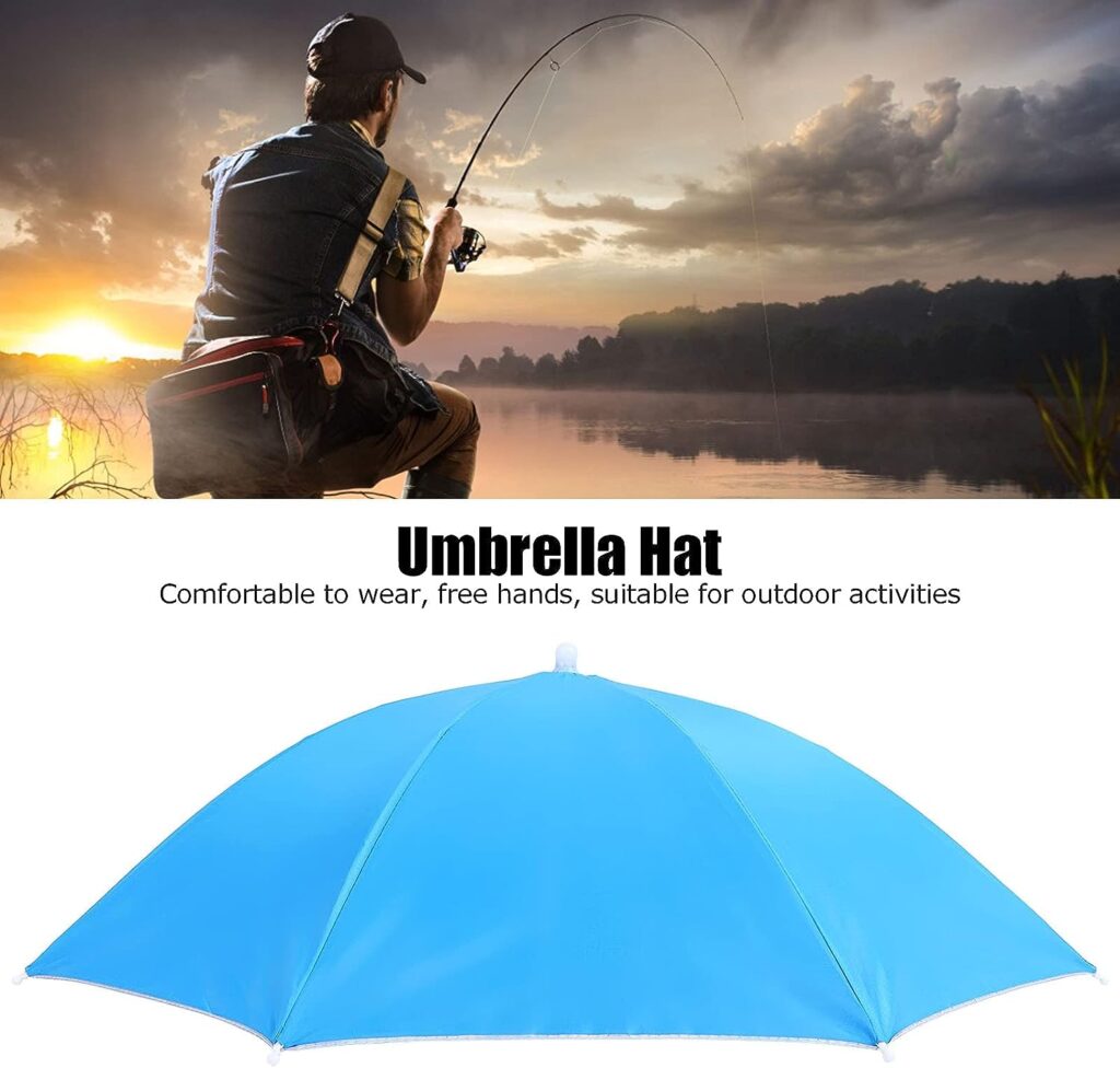 27.2in Adult Umbrella Hat Waterproof Foldable Sun Hat Headwear Multifunction Portable Umbrella Hat for Outdoor Fishing Hiking Camping Beach Gardening Sunshade Outdoor (Light Blue)