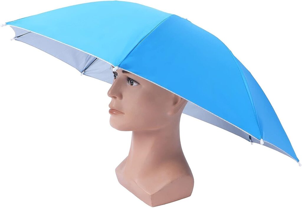 27.2in Adult Umbrella Hat Waterproof Foldable Sun Hat Headwear Multifunction Portable Umbrella Hat for Outdoor Fishing Hiking Camping Beach Gardening Sunshade Outdoor (Light Blue)