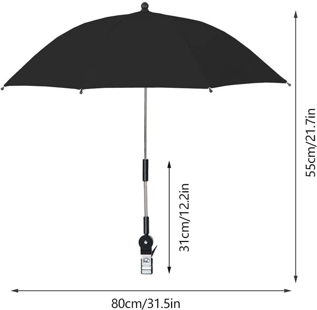 ACJRYO Sunshade Umbrella, Stroller Sunshade Umbrella, Umbrella with Clip, UV and Rain Protection, Suitable for Strollers, Beach Chairs, Bicycles, Outdoor Sports Sunshade Umbrella