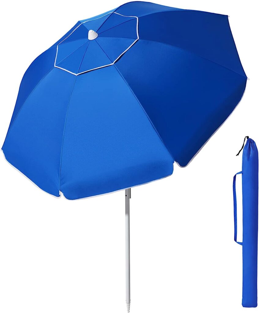 Beach Umbrella - 6.56FT Arc Length, 5.9FT Diameter Beach Umbrellas with Air Vents, Heavy Duty Wind Resistant Portable