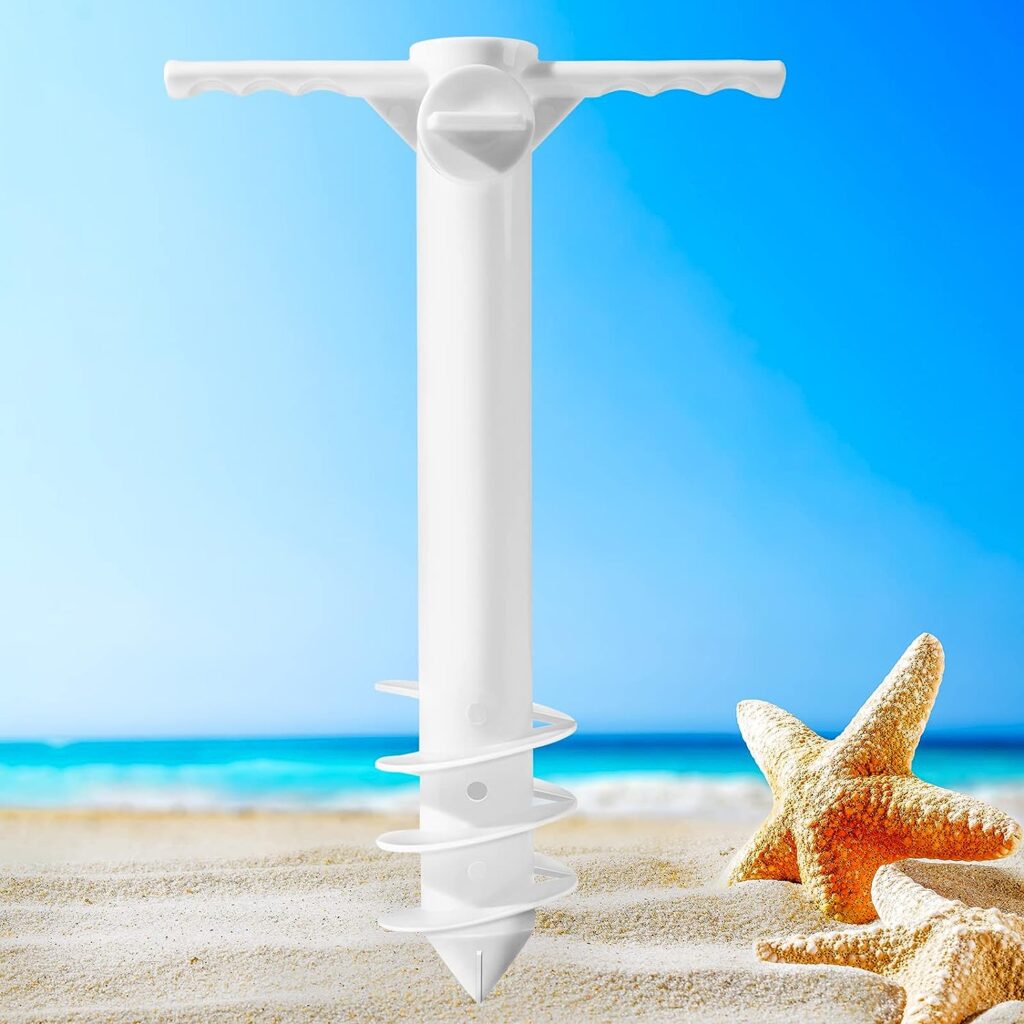 Clothforall Beach Umbrella Sand Anchor - Beach Umbrella Anchor with Spiral Screw, Outdoor Umbrella Stand for Strong Wind Resistance, One Size Fits All Umbrallas