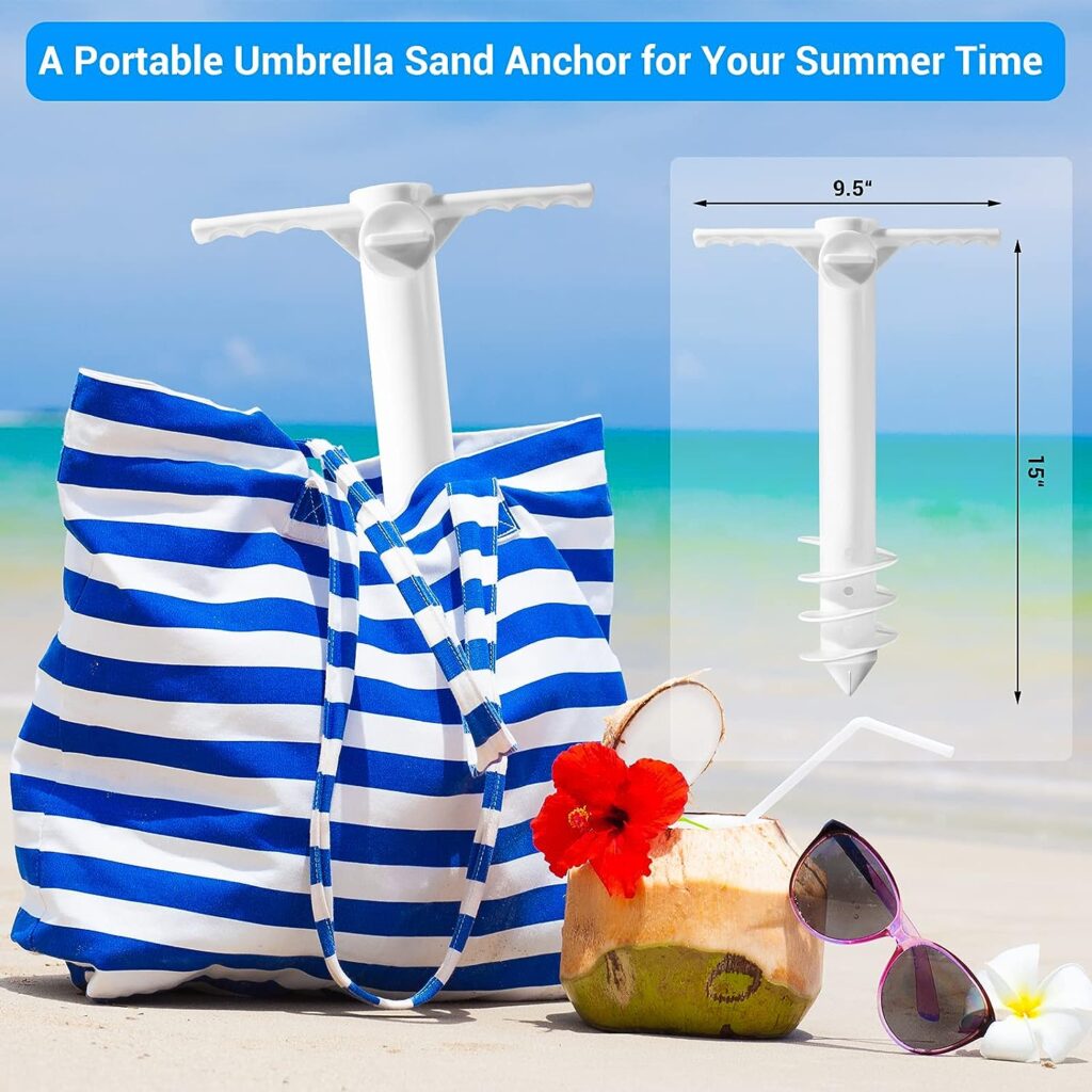 Clothforall Beach Umbrella Sand Anchor - Beach Umbrella Anchor with Spiral Screw, Outdoor Umbrella Stand for Strong Wind Resistance, One Size Fits All Umbrallas