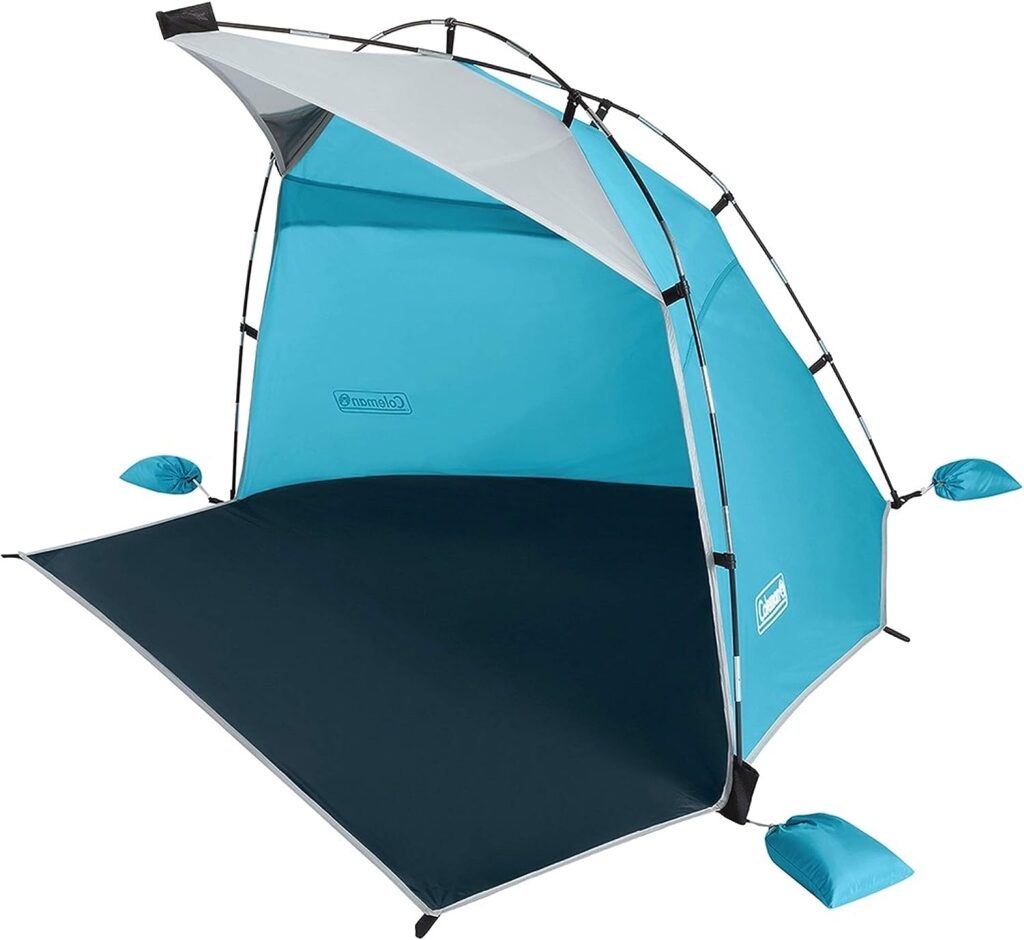 Coleman Beach Shade Canopy, Portable and Lightweight Sun Shelter with UPF 50+ UV Protection, Compact Beach Shade Tent Sets Up in 5 Minutes, Multiple