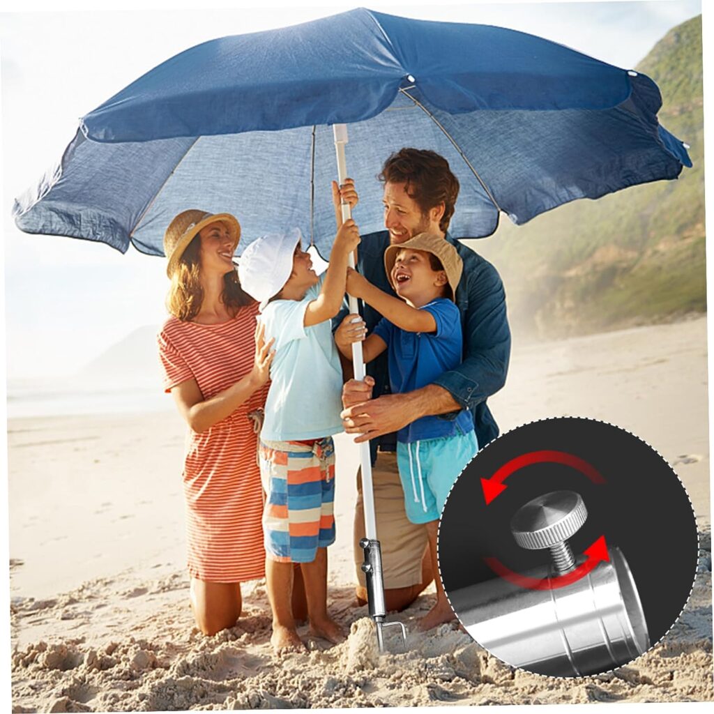 Garden Umbrella Base Parasol Base Beach Umbrella Anchor with 3 Spikes Heavy Duty Garden Umbrella Stand Stainless Steel Ground Spike for Outdoor Parasol Umbrella Beach Grass Sand