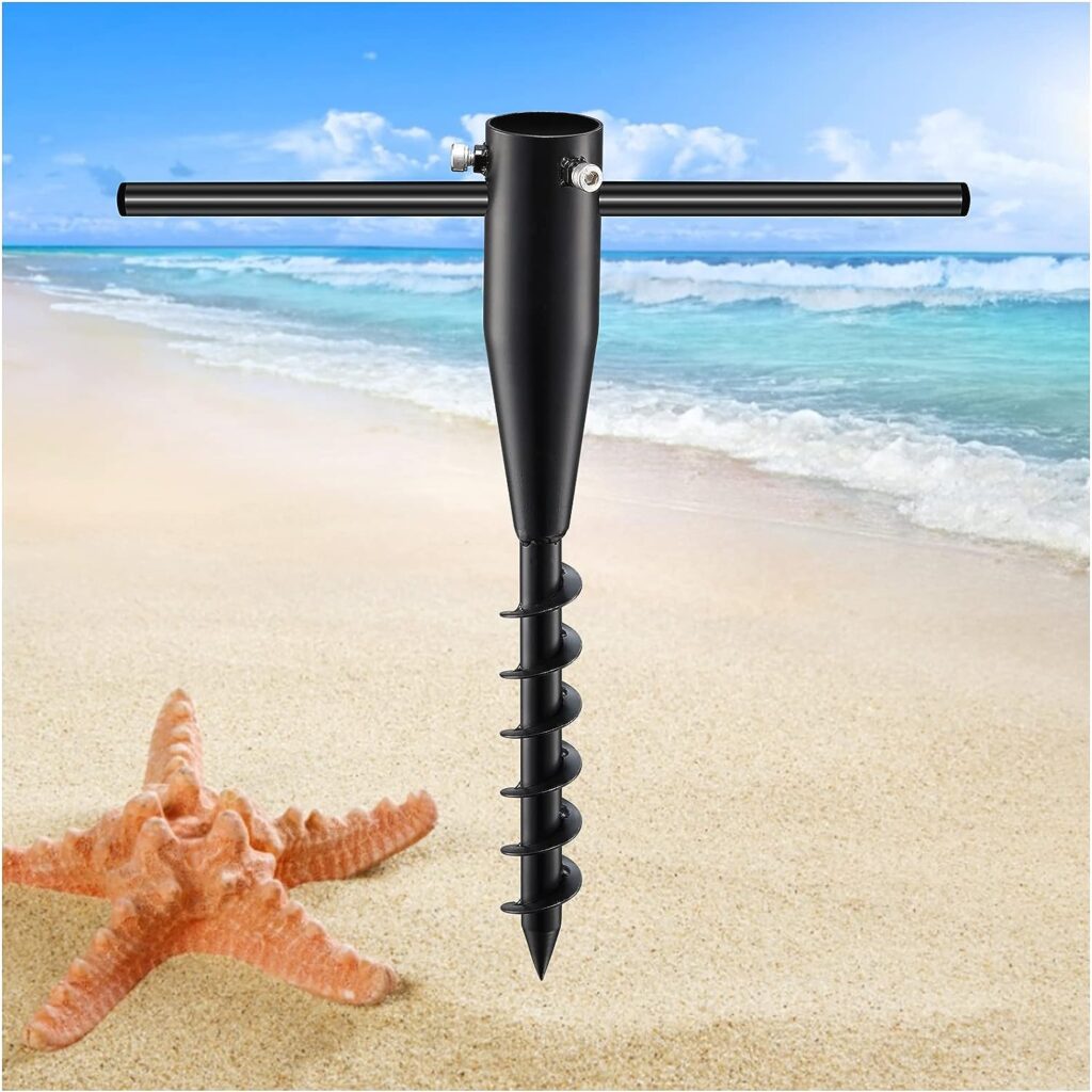 Lcokeiy Beach Umbrella Sand Anchor - Heavy Duty Outdoor Umbrella Holder No Dig Ground Umbrella Base - Sturdy and Reliable 2.3“ Inner Diameter.