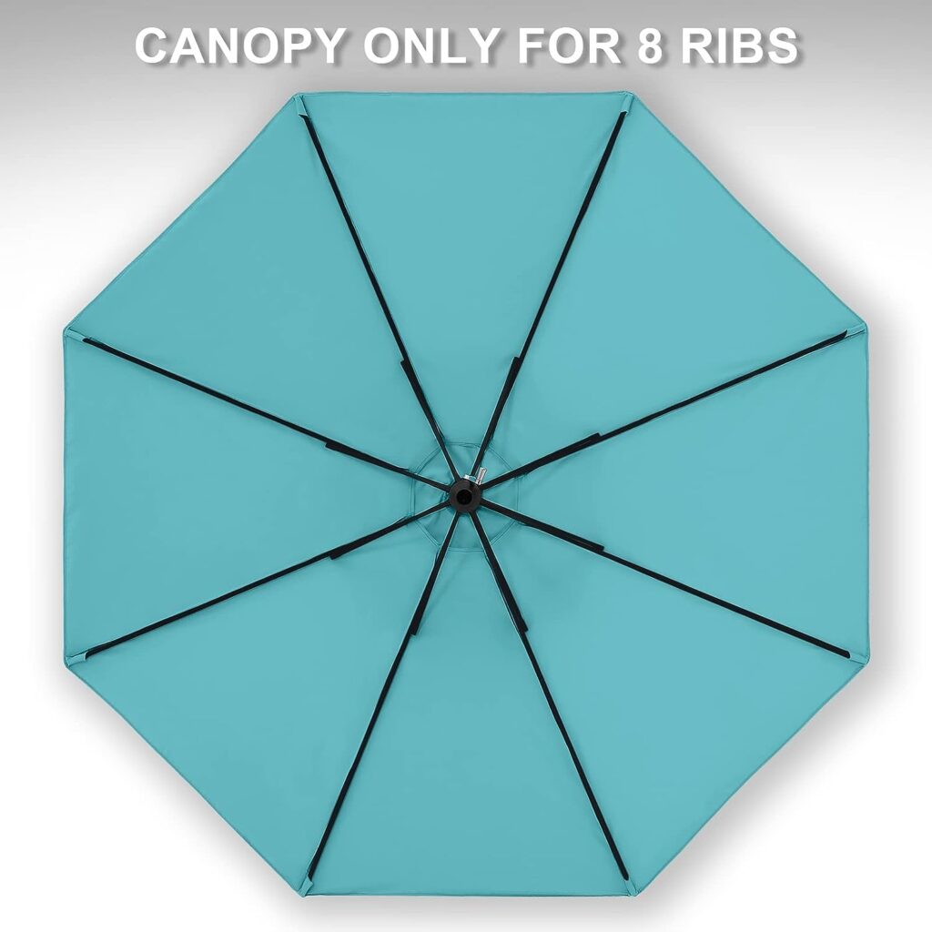 MASTERCANOPY Patio Umbrella 9 ft Replacement Canopy for 8 Ribs-Turquoise