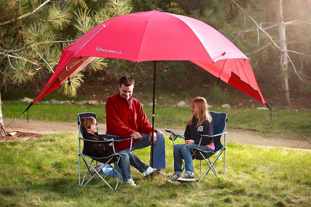 Sport-Brella Super-Brella SPF 50+ Sun and Rain Canopy Umbrella for Camping, Beach and Sports Events (8-Foot, Blue)