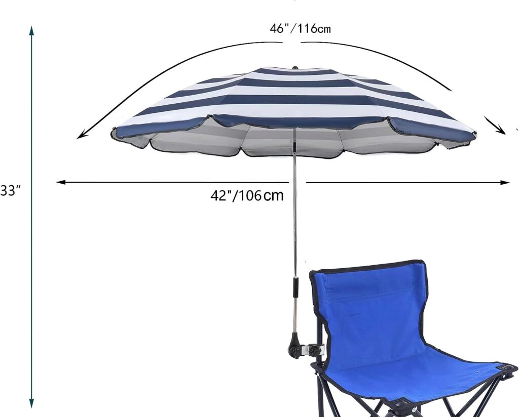 STARRY CITY Chair Umbrellas with Universal Adjustable Clamp,Clip on Parasol Sun Shade for Patio Beach Wheelchairs Golf Carts