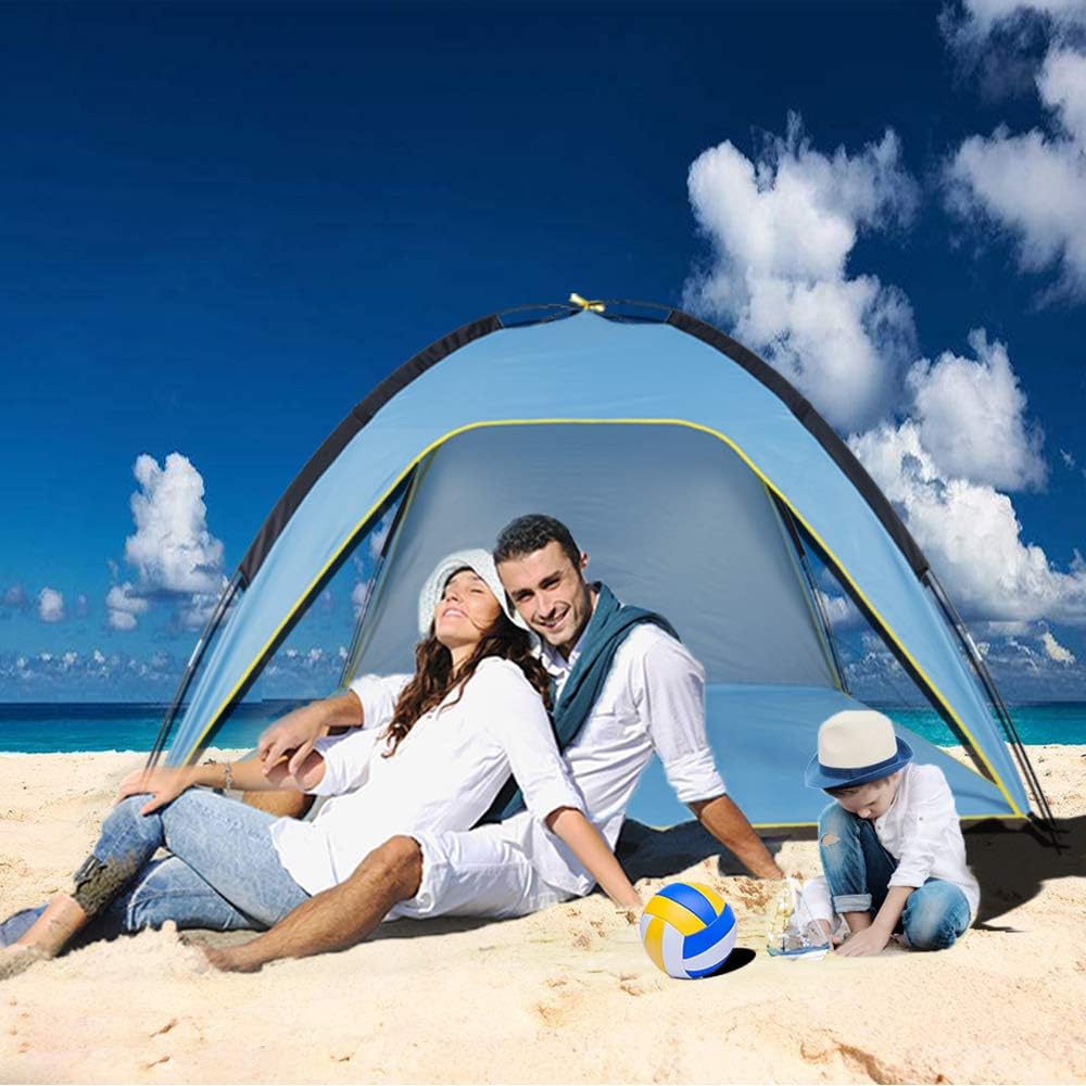 Sumerice Family Beach Tent and Sun Shade UV Cabana Shelter | Camping, Hiking, Fishing | Lightweight, Portable, Breathable, and Windproof | Collapsible (Blue)