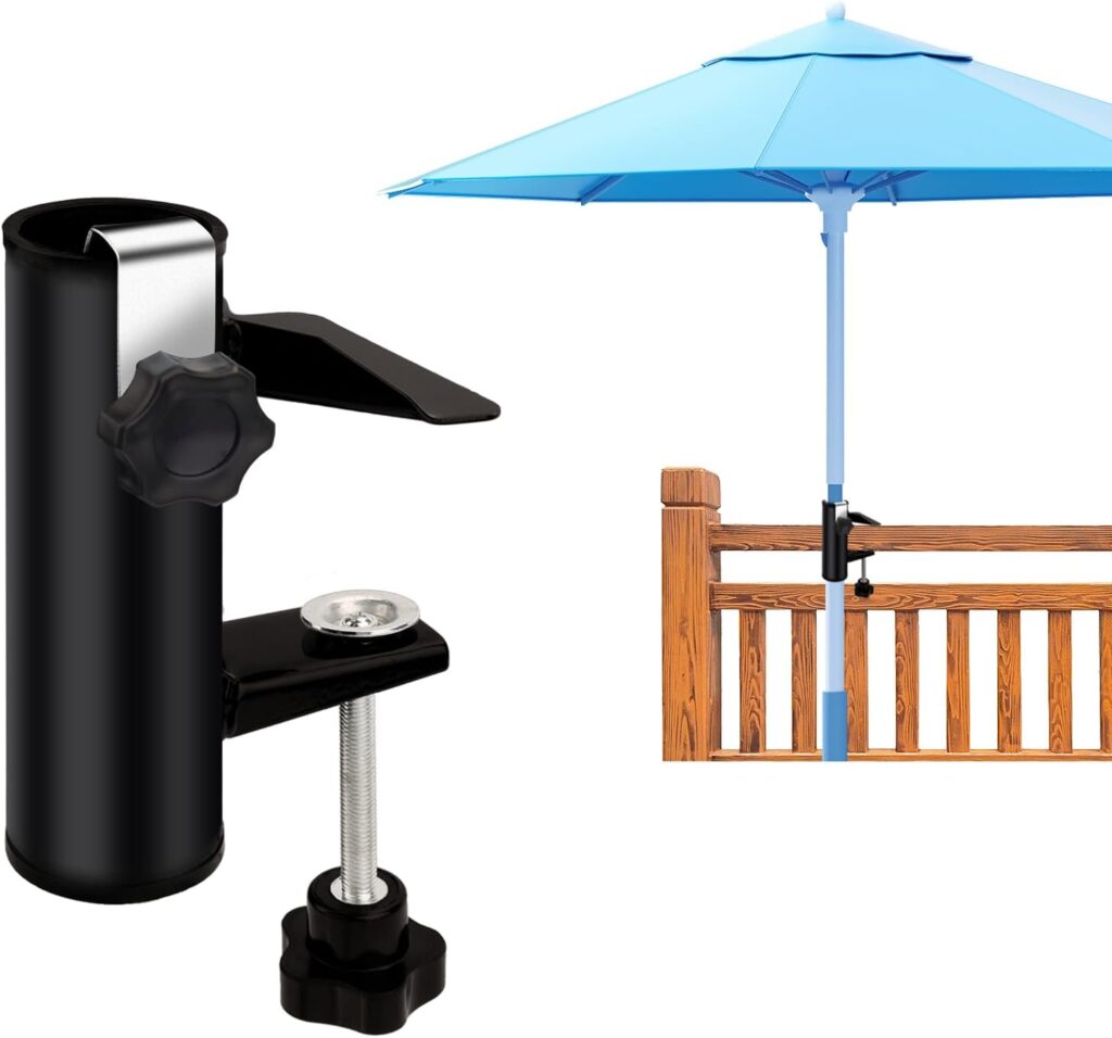 PEUTIER Outdoor Patio Umbrella Clamp, Heavy Metal Umbrella Clip Adjustable Patio Umbrella Holder for Camping Beach Courtyard Balcony Deck Bleachers Boats